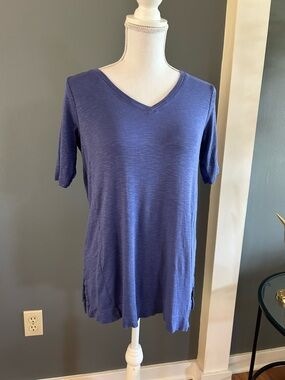 J Jill Women's V-Neck Short Sleeve Top/Tunic~Periwinkle~Size XS